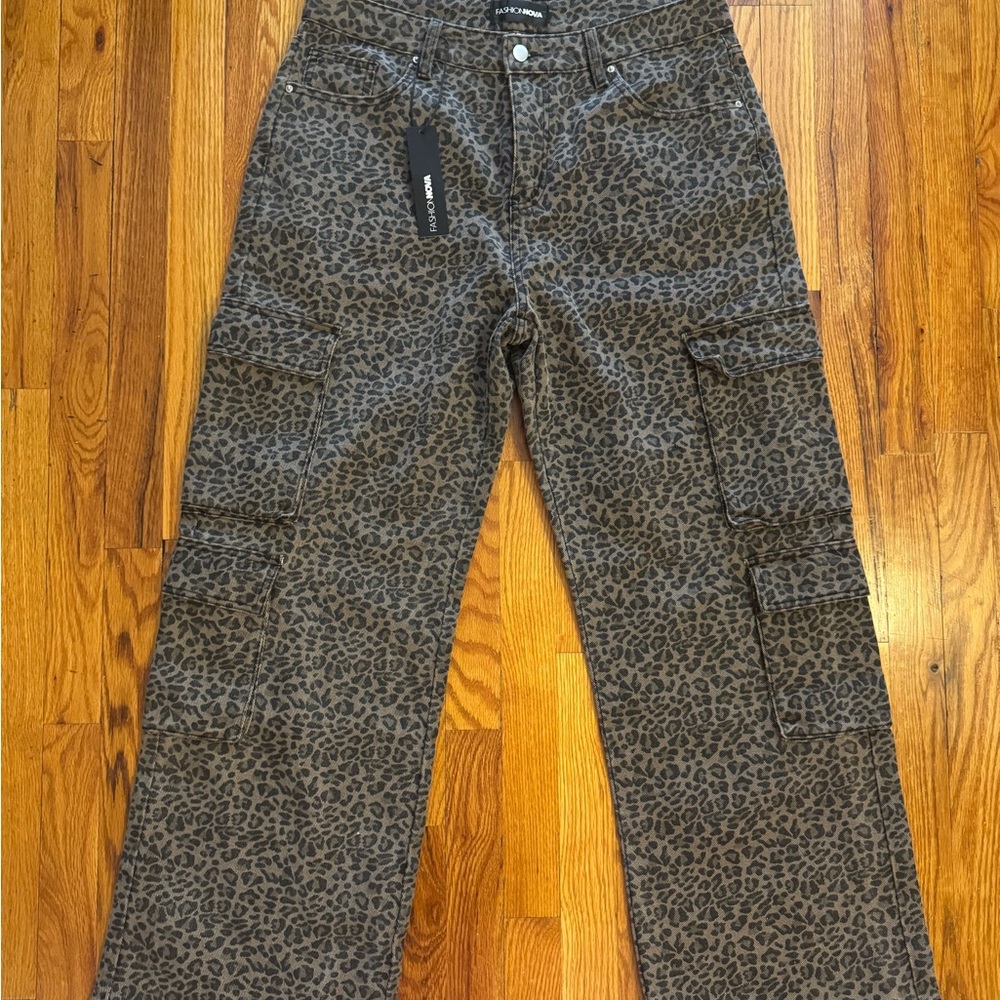 Leopard Print Cargo Pants